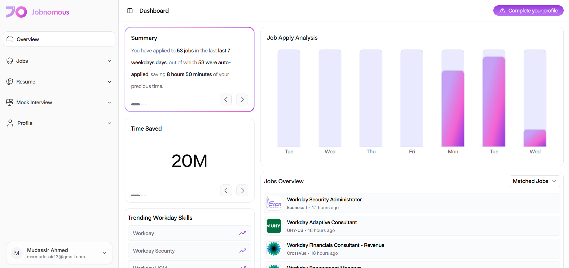 Jobnomous AI Agent Dashboard